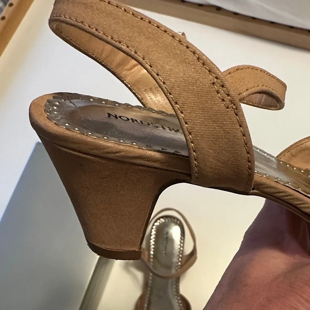 Nordstrom Nude Sandals with Bow Accent